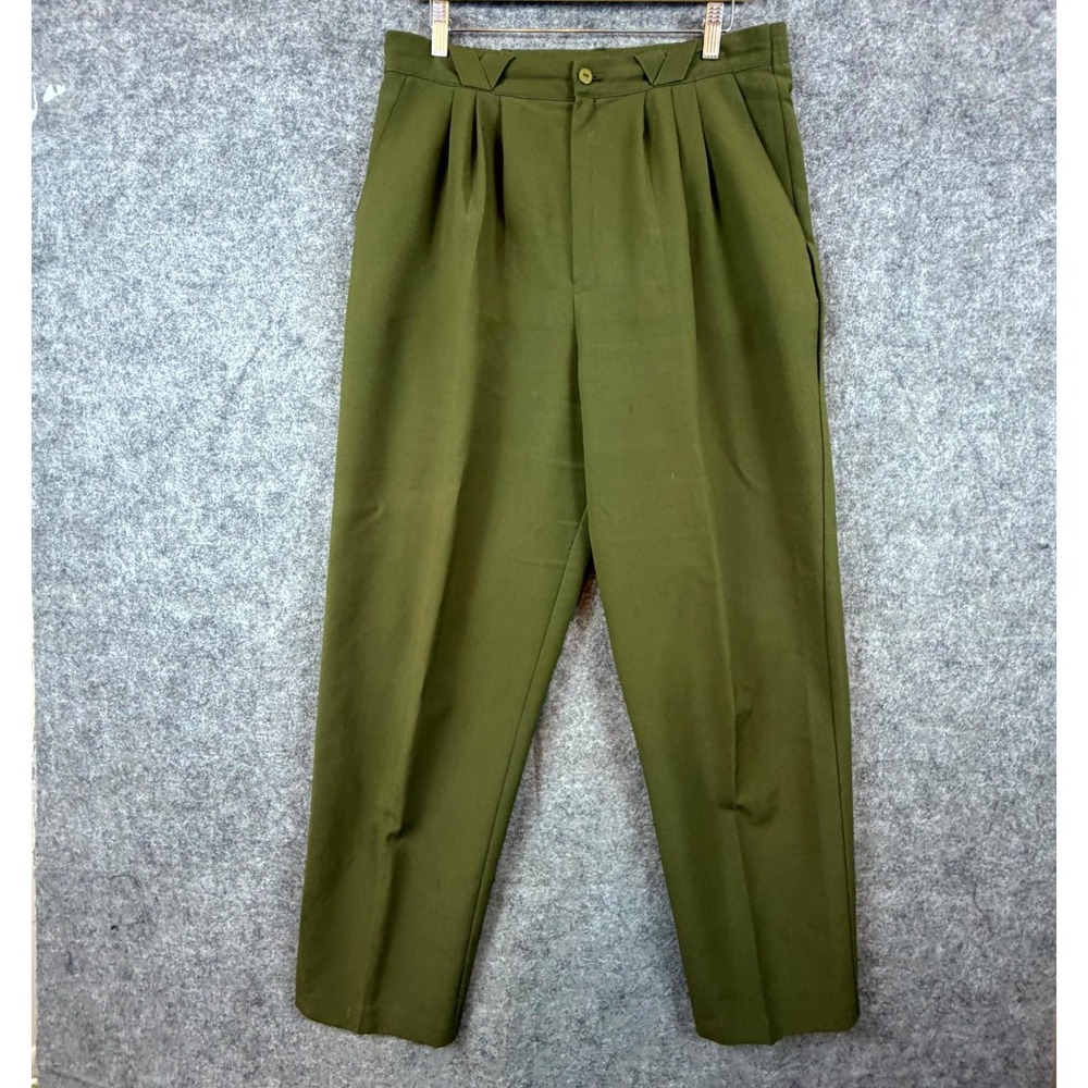 Vintage Strategy by Fundamentals Pants Women 32 Olive Green‎ Pleated Career 90s